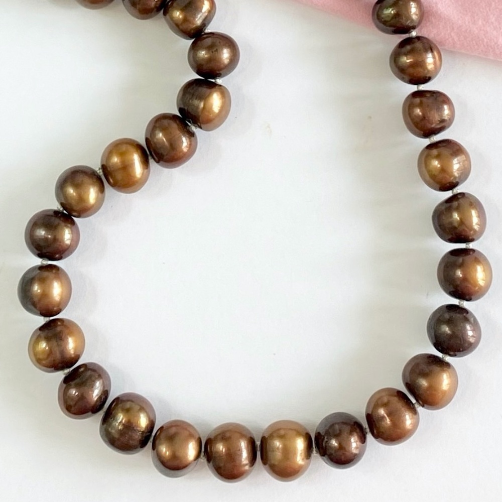 Chocolate Brown Freshwater Pearl Necklace - Picture 4 of 5